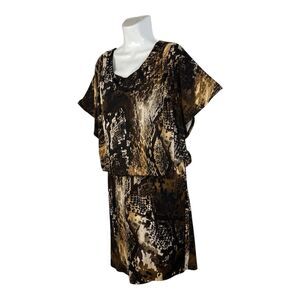 ENFOCUS Women Dress 18W Plus Size Brown Black Snakeskin Luxe Blouson Boho Chic
